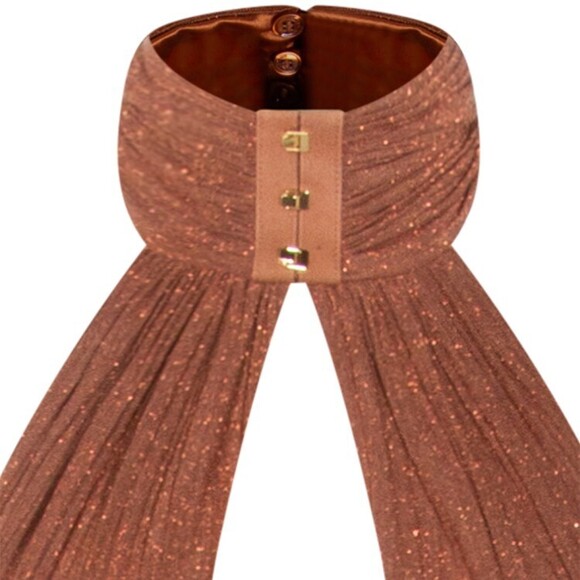 Elisabetta Franchi Brown Lamé Jersey Maxi Dress - NWT - Picture 3 of 4